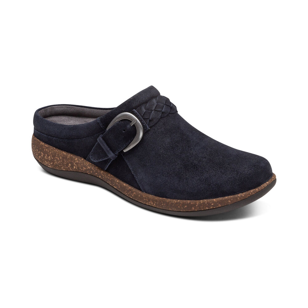 Aetrex Women's Libby Comfort Clogs - Navy | USA L743WG5